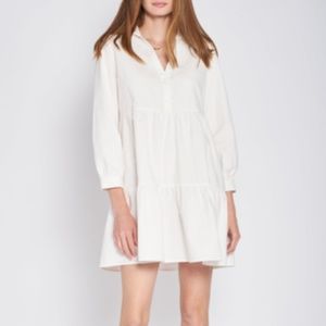 En Saison White Long Sleeved Shirt Dress